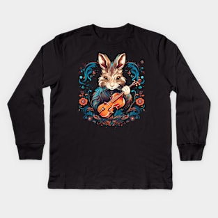 Arctic Hare Playing Violin Kids Long Sleeve T-Shirt